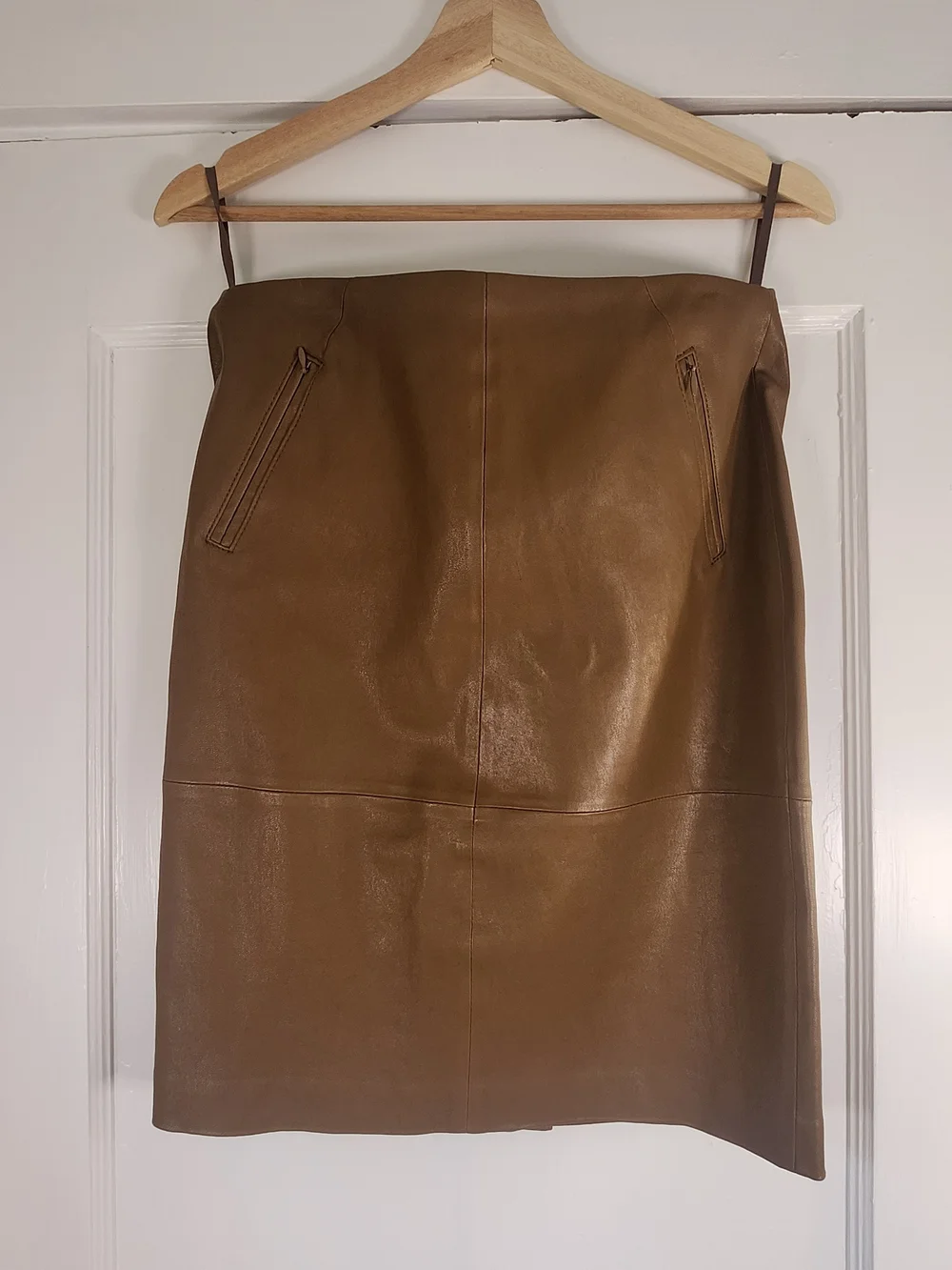 Talbots Lambskin Cognac Leather Pencil Skirt 4P
